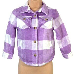 Members Mark XS (4/5) Girls Purple & White Plaid  Flannel Shacket